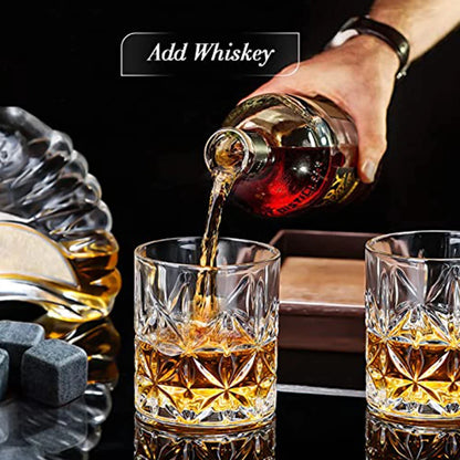 Father'S Day Gift For Men Whiskey Stones Set 8 Pcs Granite Ice Cubes+ 2 Pcs Cups For Whisky In Wooden Bottle Box Present For Dad
