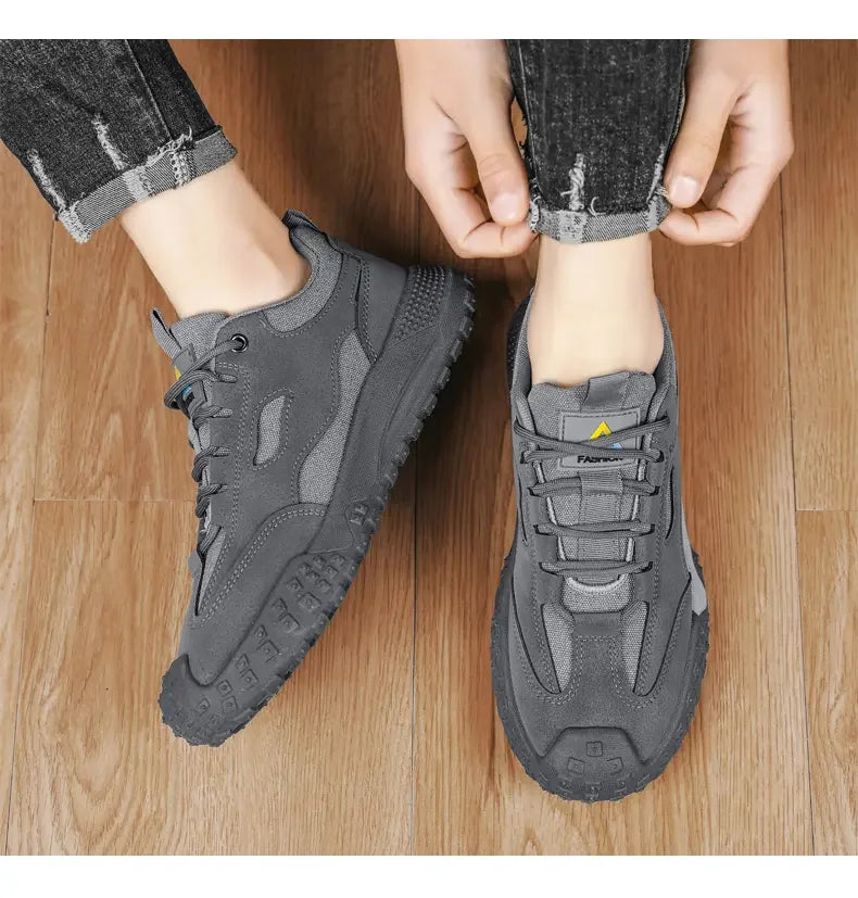 Sneakers for Men High Quality Thick Soled Work Strap Outdoor Mountaineering Anti Slip Platform Wear-resistant Casual Sport Shoes