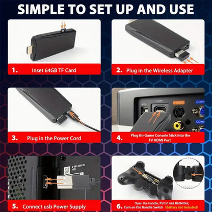 Wireless Video Game Stick 2.4G Dual  Joystick Console Gaming Stick 4K 20000+ Gaming Retro Gaming Thanksgiving Gift