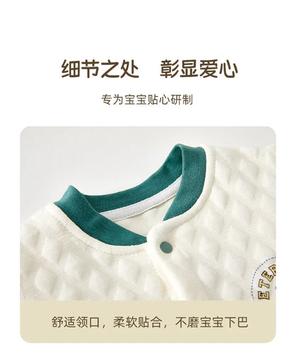 Baby Clothes for Autumn, Class A, Boys' Full-Month Outfit, One-Piece Romper, Baby Thermal Interlayered Warm Newborn Bodysuit