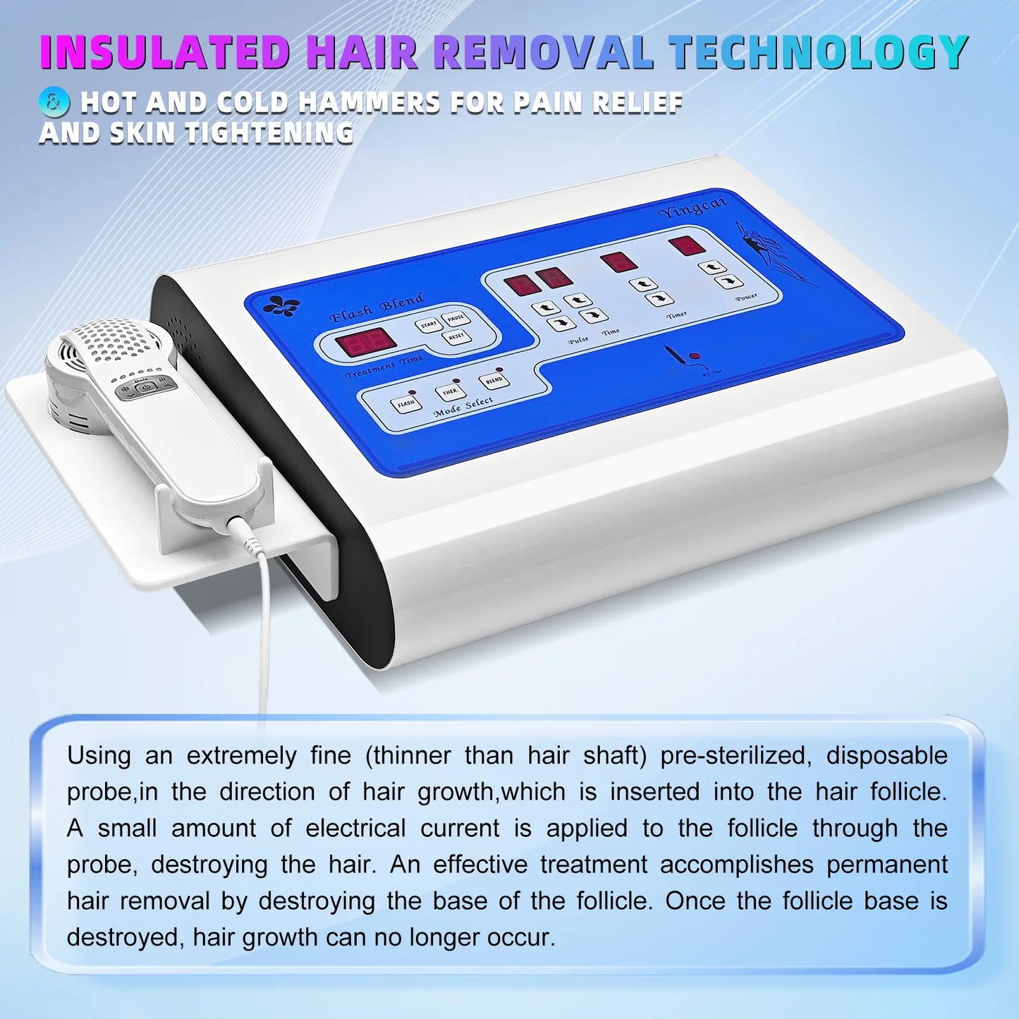 2 in 1 Electrolysis Hair Removal Machine Painless Permanent Hair Remove Machine for Women Men Bikini Body Home Salon Use