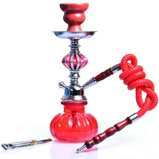 Glass Hookah Shisha Pipe Kit with Ceramic Bowl Leather Hose Charcoal Tong Water Pipe Chicha Sheesha Narguile Shisha Hookah