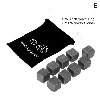 Father'S Day Gift For Men Whiskey Stones Set 8 Pcs Granite Ice Cubes+ 2 Pcs Cups For Whisky In Wooden Bottle Box Present For Dad