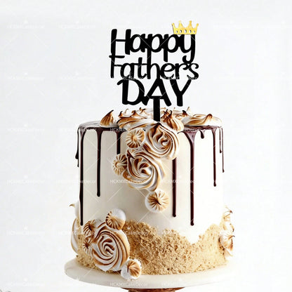 3pcs Happy Fathers Day Acrylic Cake Topper Set Best Dad Ever Cake Decor for Fathers Day Birthday Party Supplies