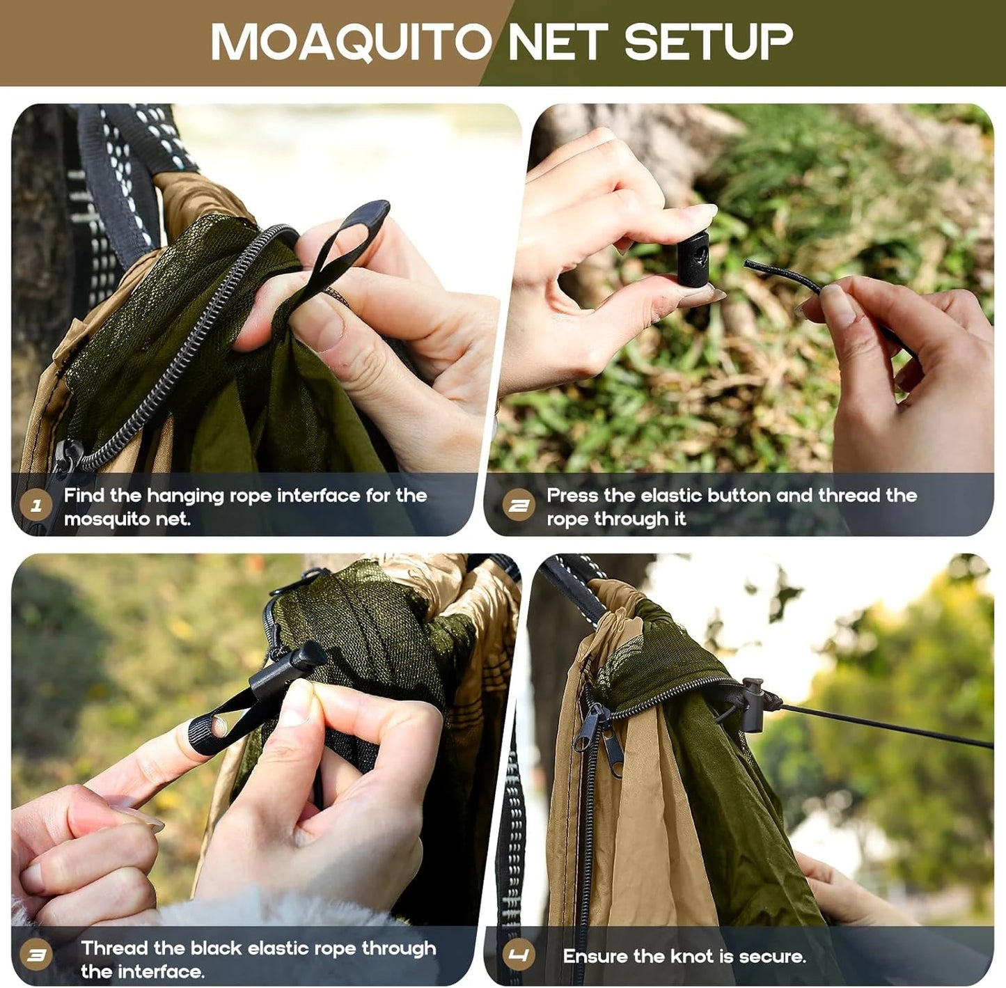 Camping Mosquito Net Hammock, Portable Outdoor Hammock with Mosquito Net, Equipped with 2 Straps and Hooks, Suitable for Travel, Backyard, Beach, and Other Outdoor Activities