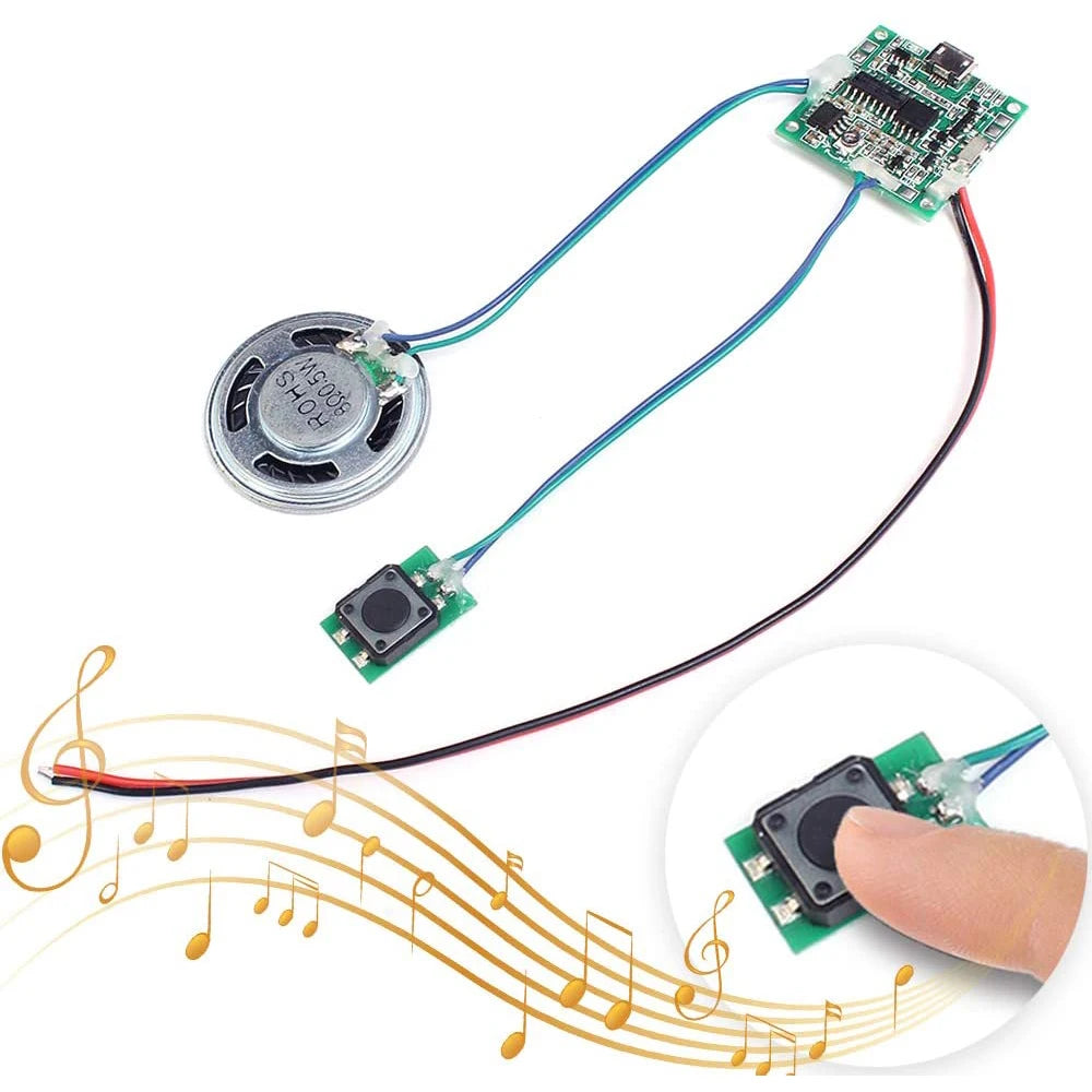 DIY Electronics Kit Sound Voice Recordable Board MP3 WAV Player Music Module Button/Light Control with Speaker Greeting Card