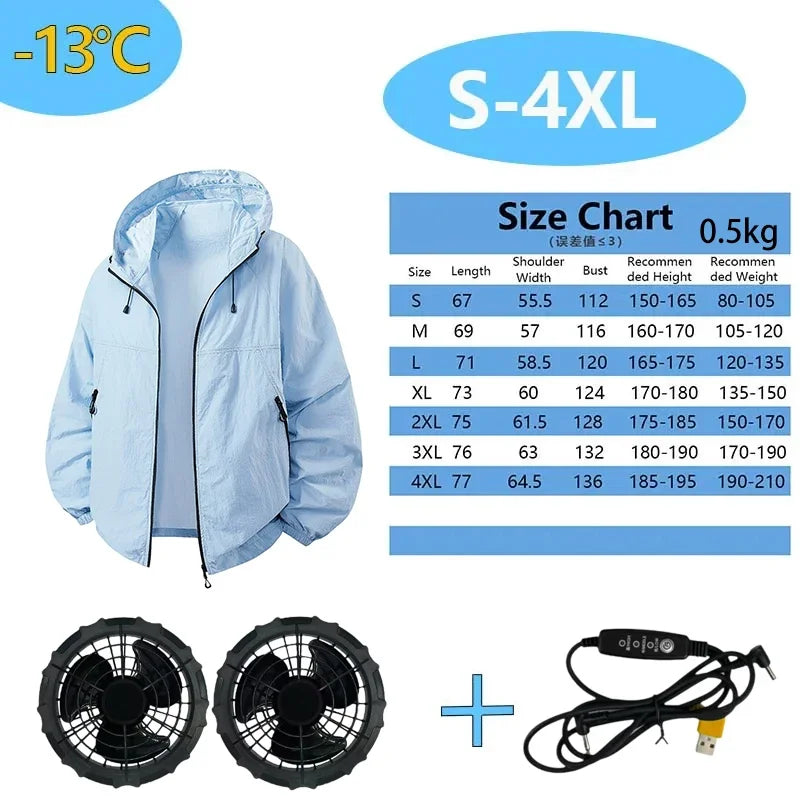 Men Women Smart Air Conditioning Cooling Jacket with Fans Intelligent Heat Dissipation UV Protection Outdoor Work Clothes Summer