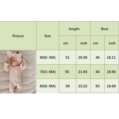 0-9M Newborn Baby Girl Clothes Ruffle Baby Sleeper Zipper Footie Knit Romper Playsuit Jumpsuit with Headband Outfit 2 Piece