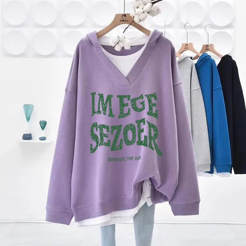 Kpop V-Neck Two Piece Hoodie Set