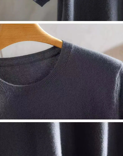 Superfine Merino Wool T Shirt Men's Knitted O-neck Breathable Thin Cashmer Short Sleeve Tee Solid Color  Men's Sweater Tops