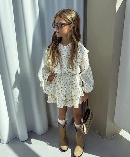 Floral Baby Girl 2-Piece Set – Blouse & Layered Skirt (2-7Y)