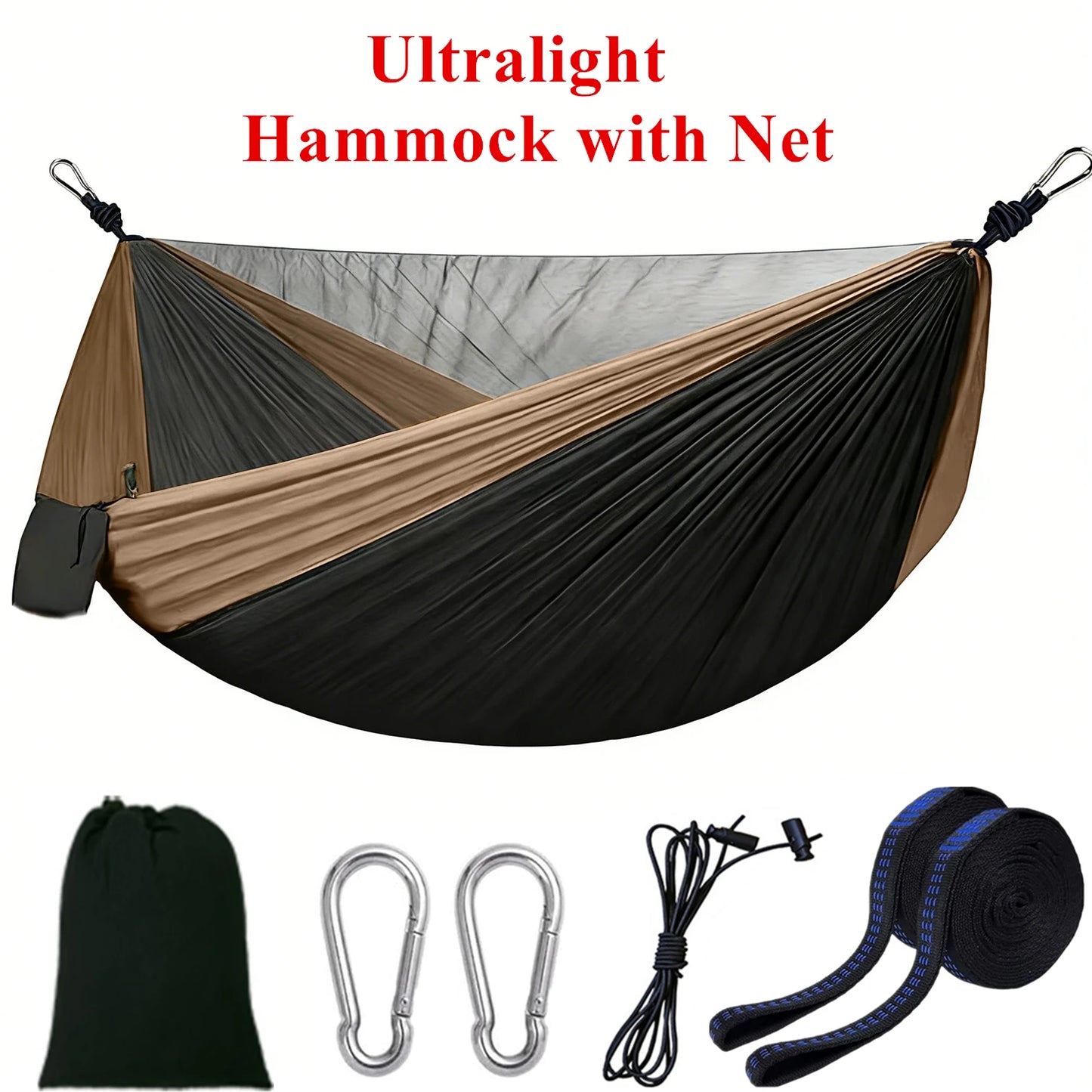 Camping Mosquito Net Hammock, Portable Outdoor Hammock with Mosquito Net, Equipped with 2 Straps and Hooks, Suitable for Travel, Backyard, Beach, and Other Outdoor Activities