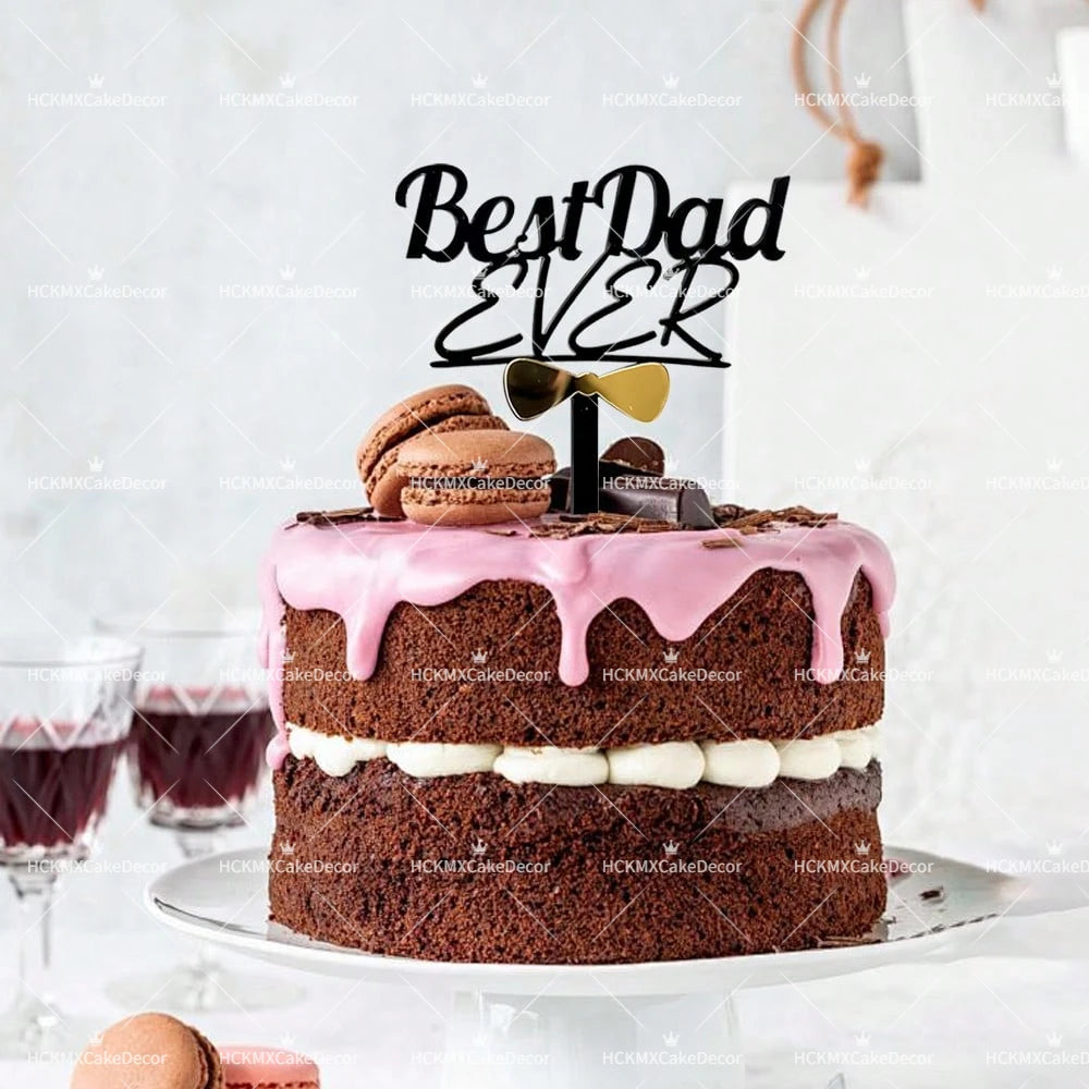 3pcs Happy Fathers Day Acrylic Cake Topper Set Best Dad Ever Cake Decor for Fathers Day Birthday Party Supplies
