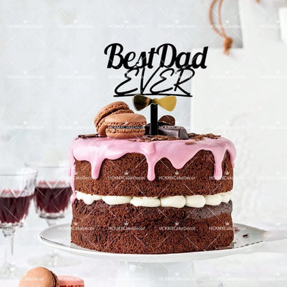 3pcs Happy Fathers Day Acrylic Cake Topper Set Best Dad Ever Cake Decor for Fathers Day Birthday Party Supplies