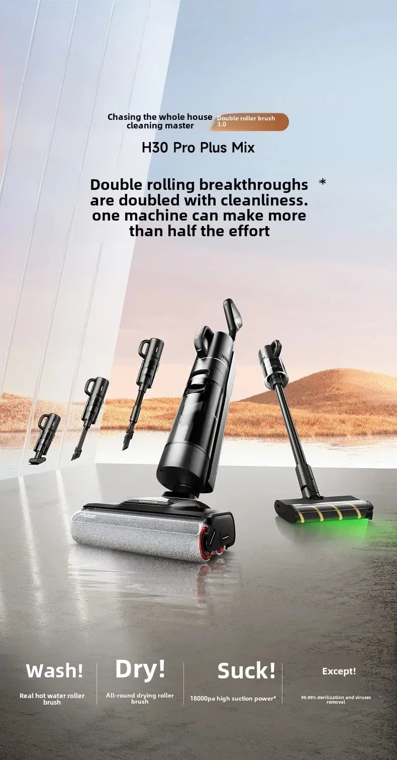 NEW Dreame Double Roll Floor Wash H30 Pro Plus Mix Home Hot Water Sterilization, Cleaning, Dragging, and Vacuum Cleaner