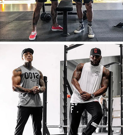 Men's Summer Fitness Tank Top Gym Workout Running Sleeveless Vest Bodybuilding Singlet Muscle Cotton Shirt Man Sports Casual Top