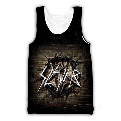 Slayer Rock Band 3D Print Tank Tops Men's Women Streetwear Hip Hop Oversized Fitness Gym Vest Sport Sleeveless Tops Men Clothing