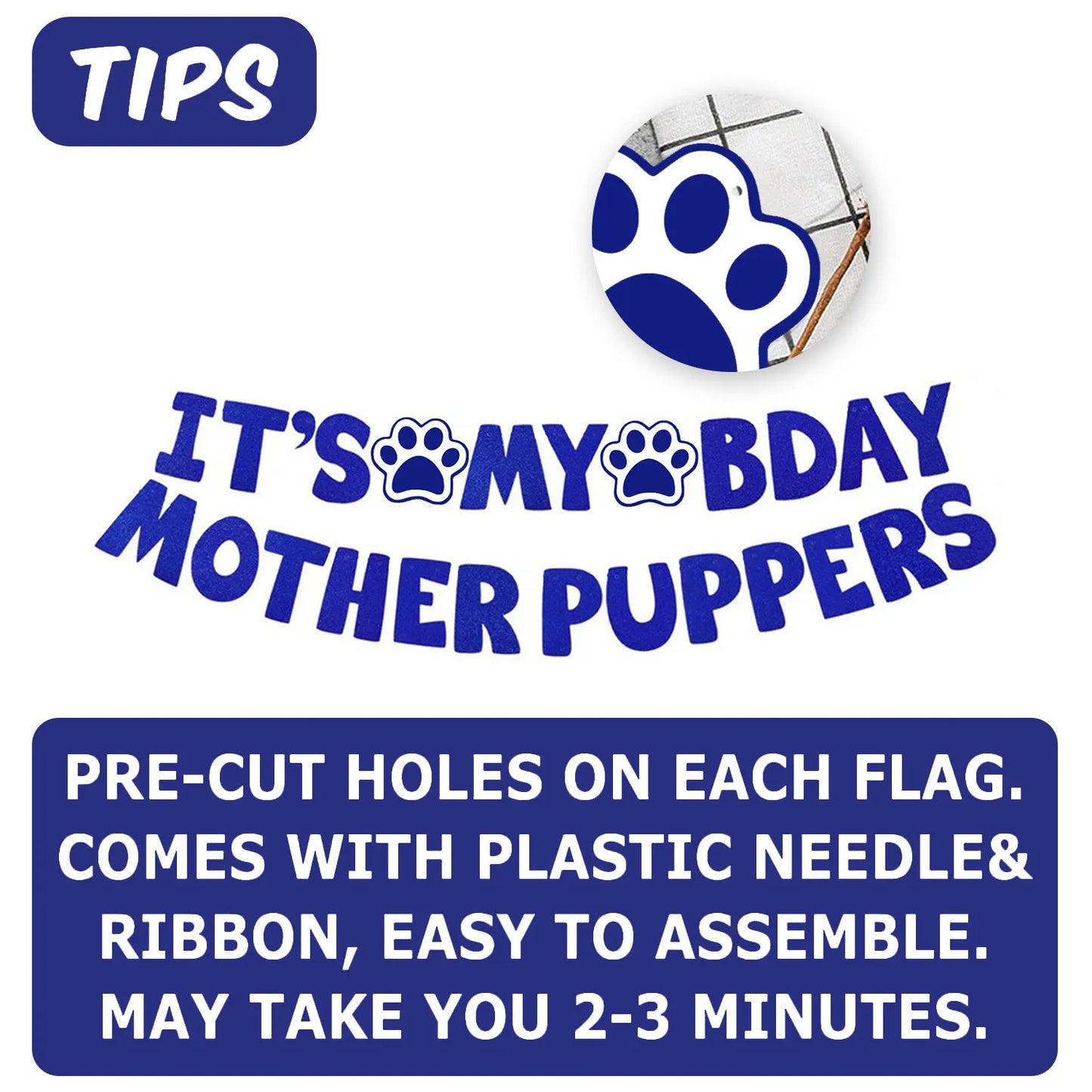 It's My Bday Motherpuppers, Funny Dog Birthday Banner, Paw Party Bunting Sign, Puppy Dog Pennant Decor