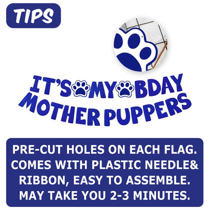 It's My Bday Motherpuppers, Funny Dog Birthday Banner, Paw Party Bunting Sign, Puppy Dog Pennant Decor