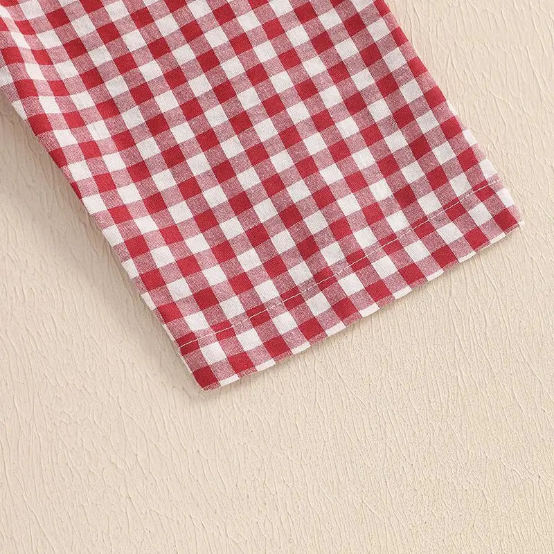 2025 Baby Girl Clothes Girl Cotton Overalls Ruffle Sleeve Strappy Gingham Checkered Romper Casual Loose Pants Outfit 0-4Y