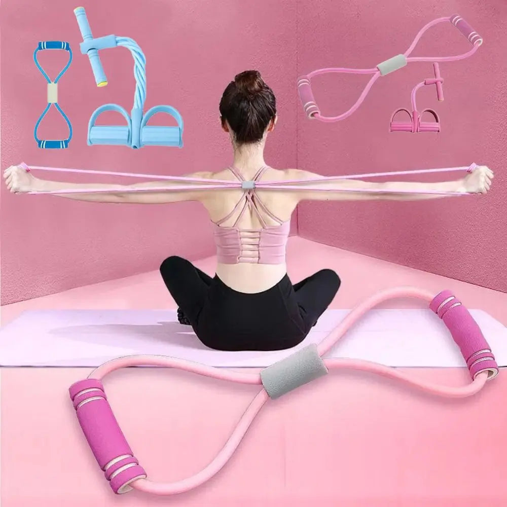 6-Tube Resistance Bands Set with Foam TPE Yoga Pedal Puller Sport At Home Shoulder Opening 8-Line Tension Rope Fitness Equipment