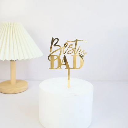 New Dad's Happy Birthday Cake Topper Golden Beer Super Dad High-grade Acrylic Father's Day Party Cake Toppers Dessert Decoration