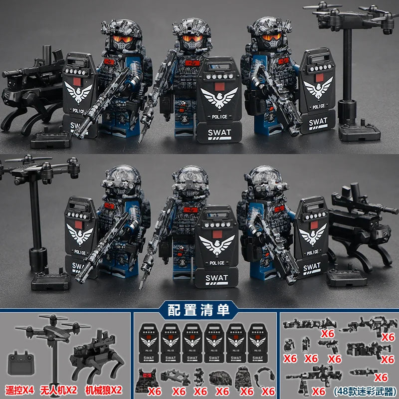 Soldiers, special forces, building blocks, weapons, handsome special police, Veyron Delta Operation, military toys, gifts.