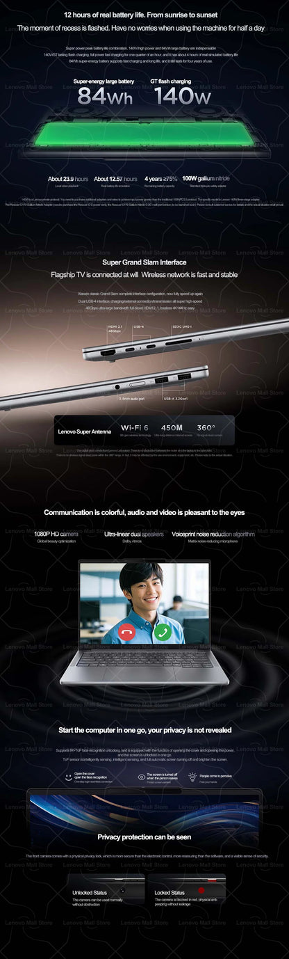 Lenovo NEW 2025 XiaoXin Pro 14 GT AI7/AI9 32G+1T 14-Inch 2.8K 120Hz OLED Screen