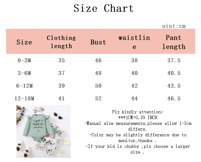 Newborn Baby Girl Autumn Set Letter Long sleeved Bodysuit +Bow Printed Pants+Headband fit 0-12 Months Female Babies Fashion Suit