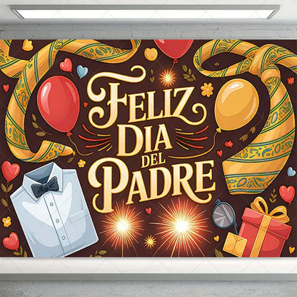 Spanish Happy Father's Day Decor Background I Love Dad Black Suit Tie Family Party Banner Photography Backdrop Supplies Props