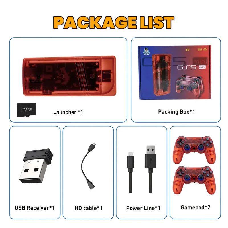 GS5mini Retro Game Console – 4K, Dual Wireless Controllers