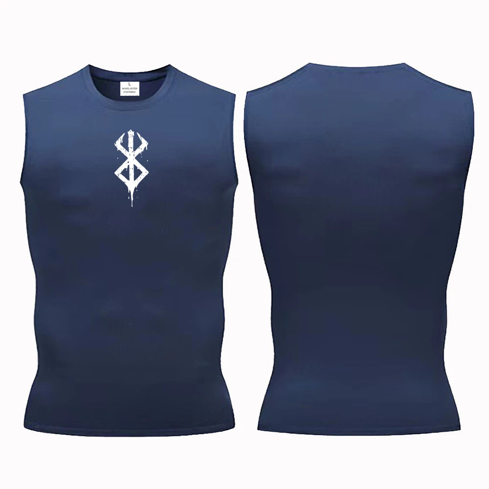 Compression Sleeveless Shirt Men Gym Fitness Basketball Sport Vest Manga Tight Tank Mesh Quick Drying Top Breathable Summer Male