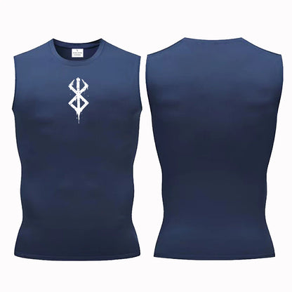 Compression Sleeveless Shirt Men Gym Fitness Basketball Sport Vest Manga Tight Tank Mesh Quick Drying Top Breathable Summer Male