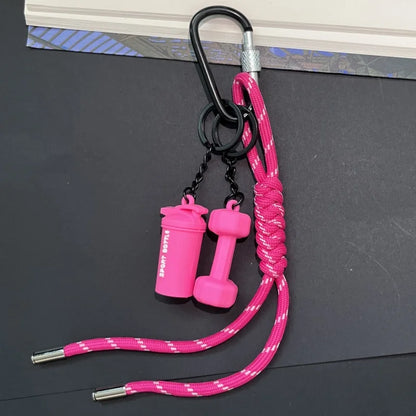 Mini Yoga Foam Roller Keychain Fashion DIY Boxing Gloves Dumbbell Keychain Sports Bag Pendant Fitness Enthusiast Gift