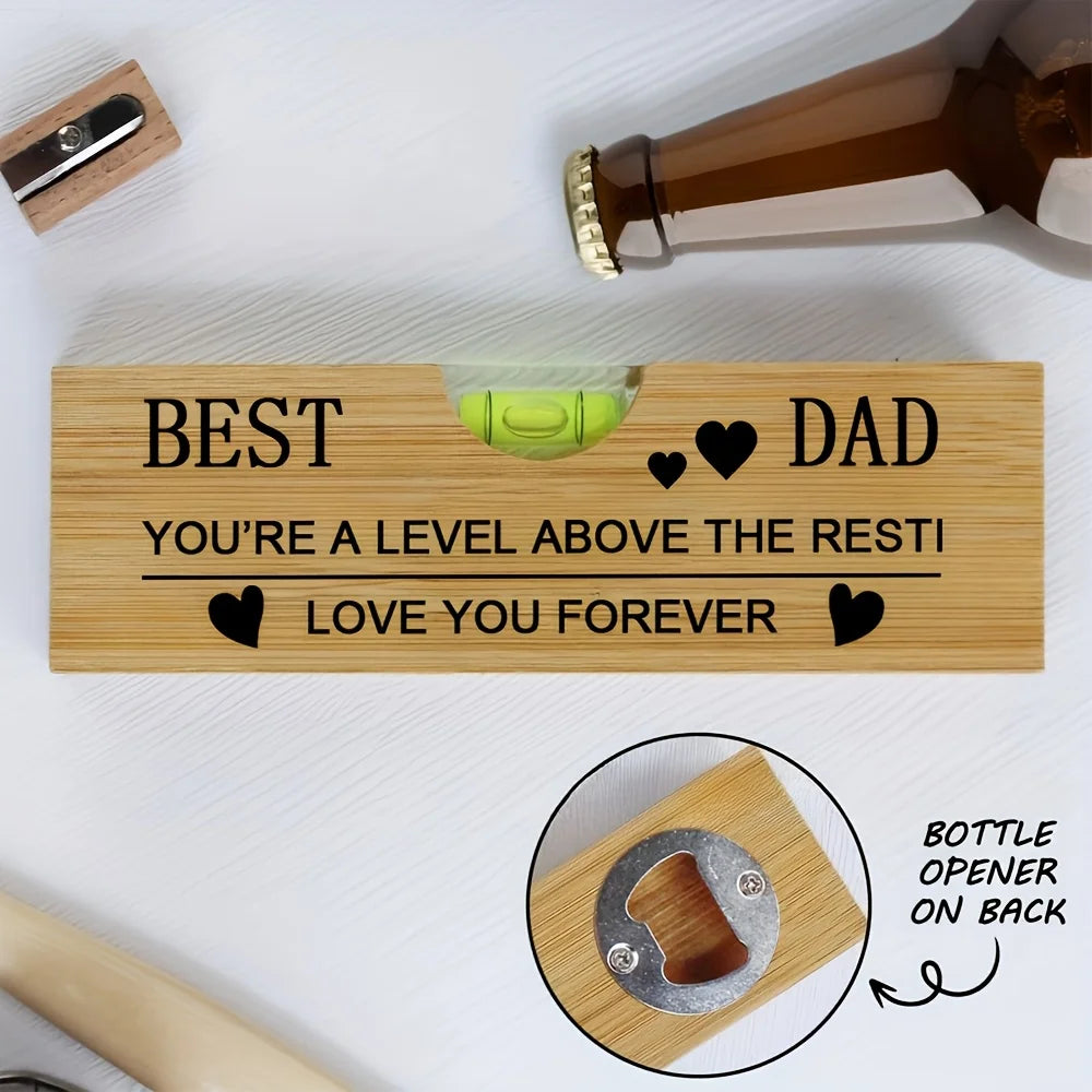 Father's Love Wooden Bottle Opener - Practical Creative Durable Gift for Father's Day Birthday Camping Outdoor Essential