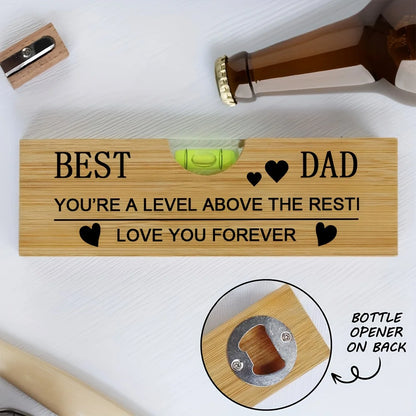 Father's Love Wooden Bottle Opener - Practical Creative Durable Gift for Father's Day Birthday Camping Outdoor Essential