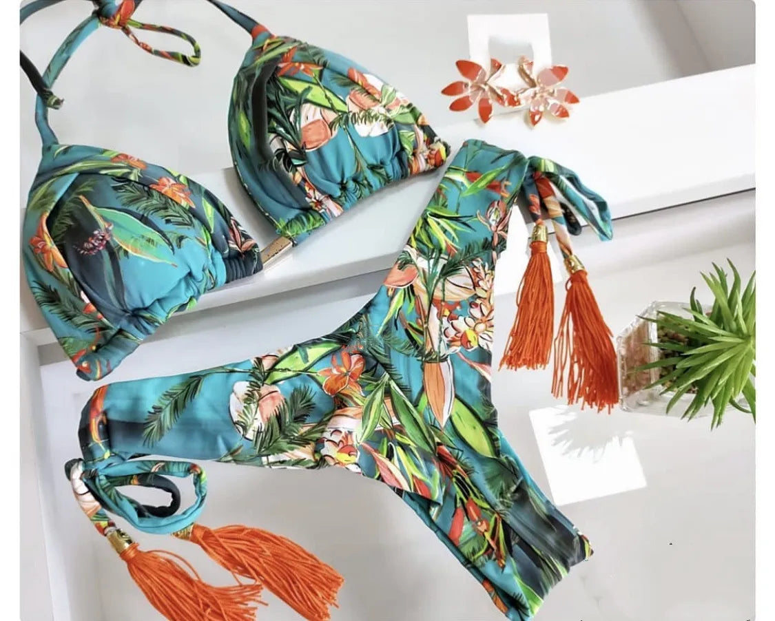 Women's Printed Bikini Beach Holiday Trio
