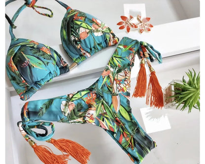 Women's Printed Bikini Beach Holiday Trio
