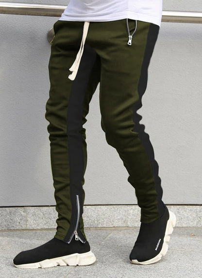 Mens Training Pants Plaid GYM Track Sweatpants Grey Joggers Breathable Stripe Fitness Male Running Sport Trousers Zipper Pockets