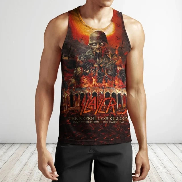 Slayer Rock Band 3D Print Tank Tops Men's Women Streetwear Hip Hop Oversized Fitness Gym Vest Sport Sleeveless Tops Men Clothing
