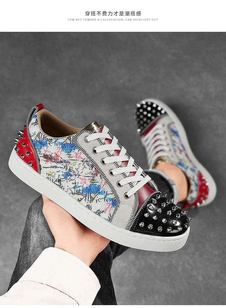 Comfortable Breathable Studded Sneakers for Men Women Casual Sports Shoes Fashion Lightweight Walking Shoes