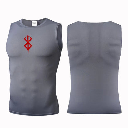 Compression Sleeveless Shirt Men Gym Fitness Basketball Sport Vest Manga Tight Tank Mesh Quick Drying Top Breathable Summer Male