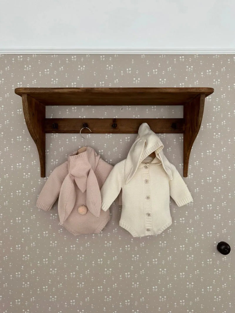 Bunny Ear Hooded Knit Baby Romper