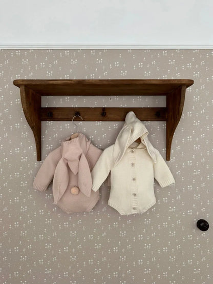 Bunny Ear Hooded Knit Baby Romper