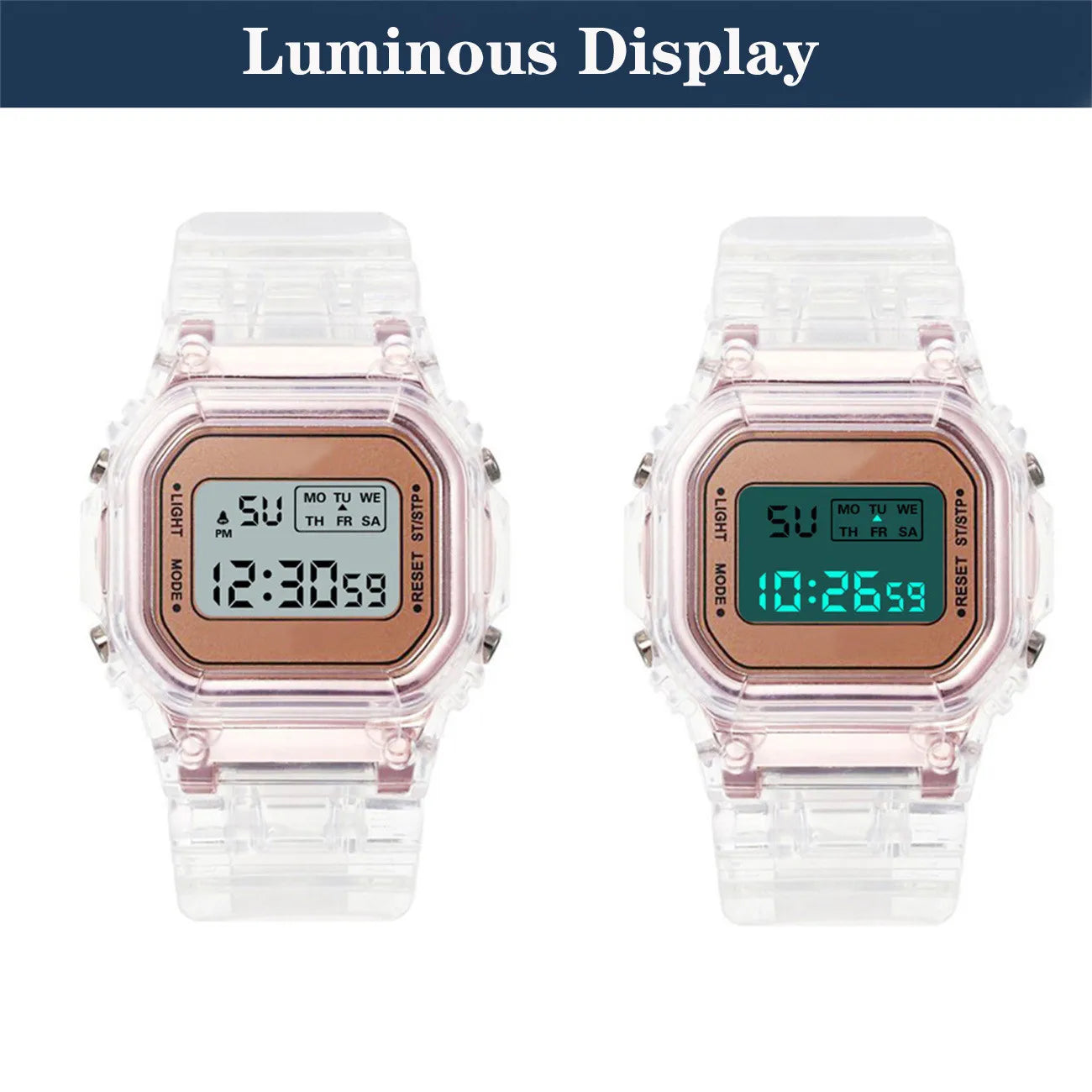 Fashion Men Women Watches Transparent Digital Sport Lover'S Gift Children Kid'S Wristwatch Female Clock Specification