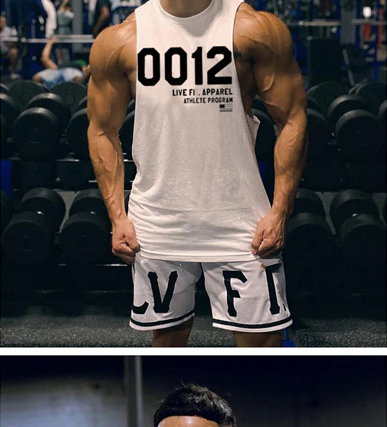 Men's Summer Fitness Tank Top Gym Workout Running Sleeveless Vest Bodybuilding Singlet Muscle Cotton Shirt Man Sports Casual Top