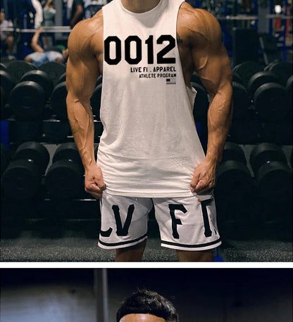 Men's Summer Fitness Tank Top Gym Workout Running Sleeveless Vest Bodybuilding Singlet Muscle Cotton Shirt Man Sports Casual Top