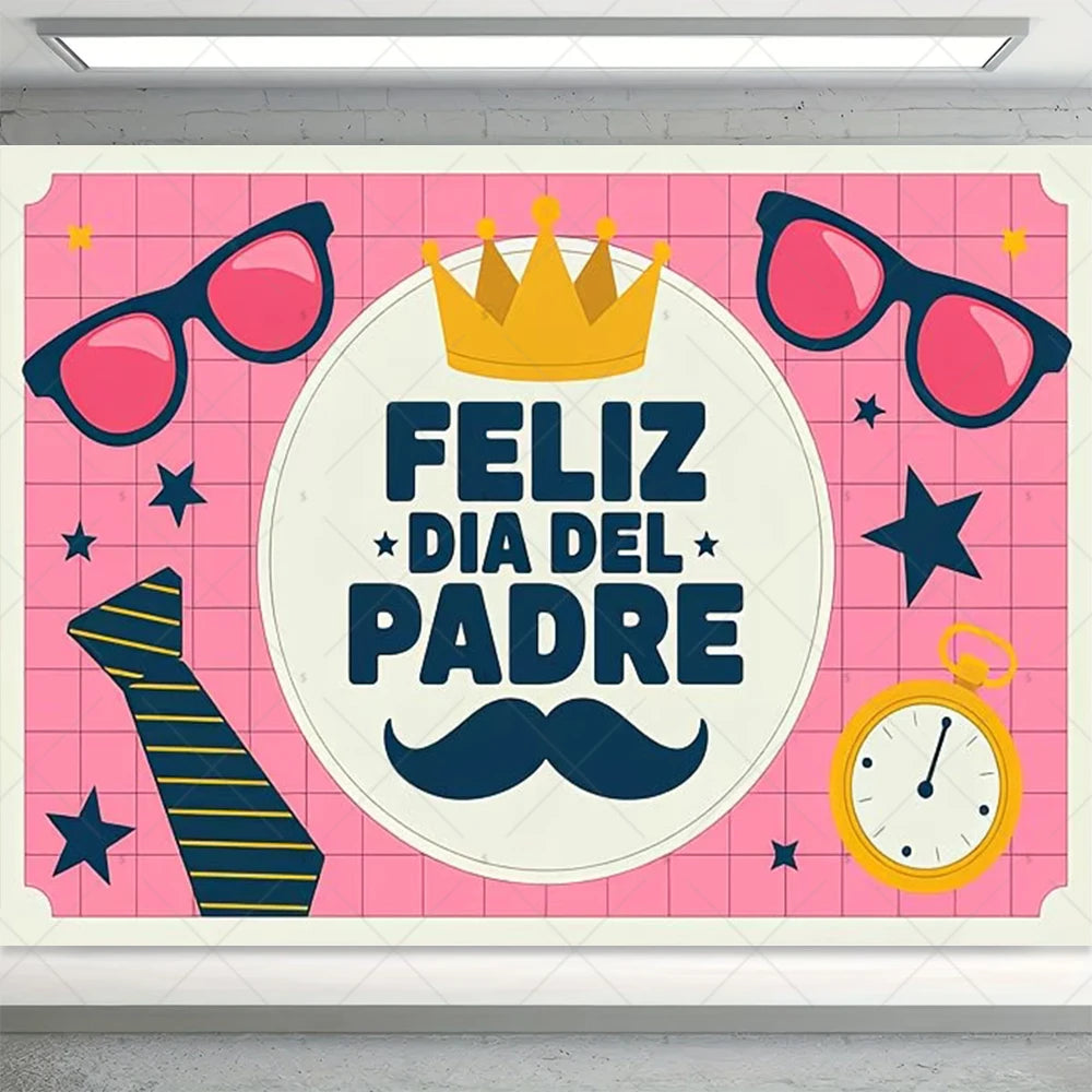 Spanish Happy Father's Day Decor Background I Love Dad Black Suit Tie Family Party Banner Photography Backdrop Supplies Props