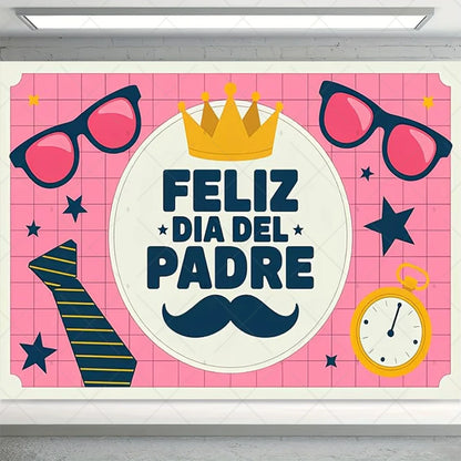 Spanish Happy Father's Day Decor Background I Love Dad Black Suit Tie Family Party Banner Photography Backdrop Supplies Props