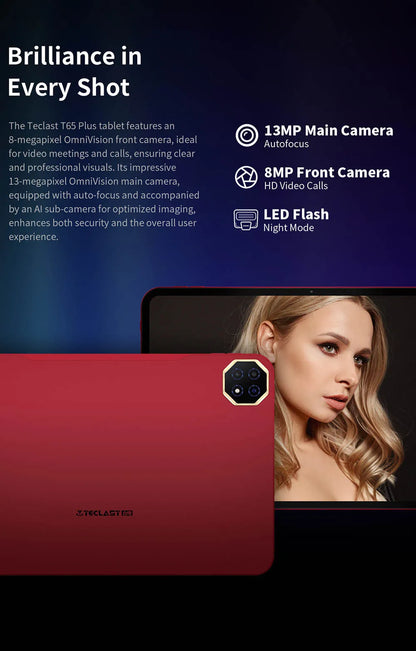 Teclast T65 Plus Android 15 Tablet 13.4" 120Hz IPS 20GB RAM(8GB+12GB) 256GB ROM 10000mAh Dual 4G TLE GPS 13MP AI Camera T65Plus
